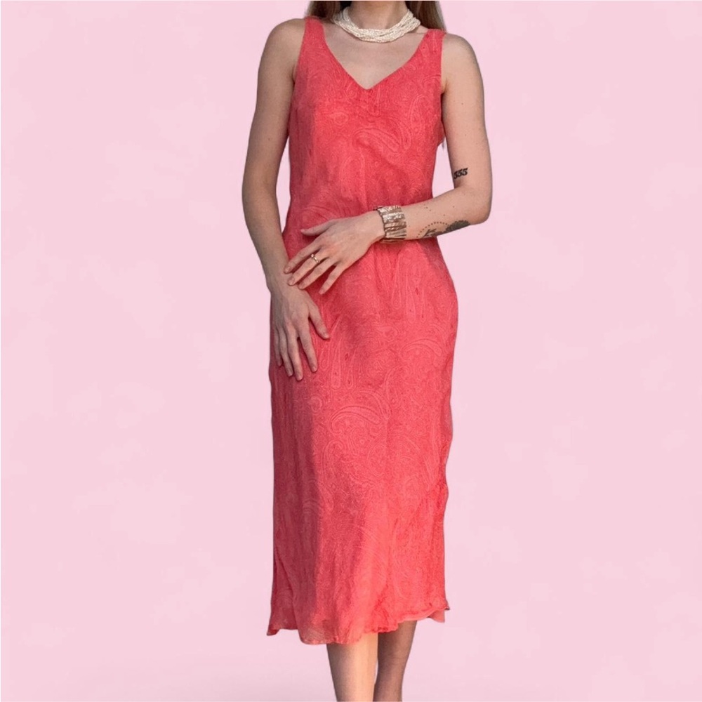 Vintage Pink 100% Silk Maxi Dress